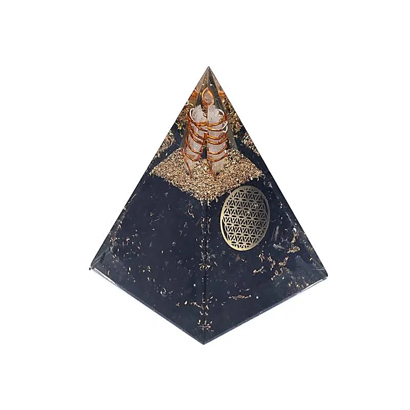 Orgonite Pyramide tourmaline fleur de vie