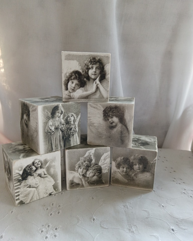 Cubes déco rétro vintage modèle ange