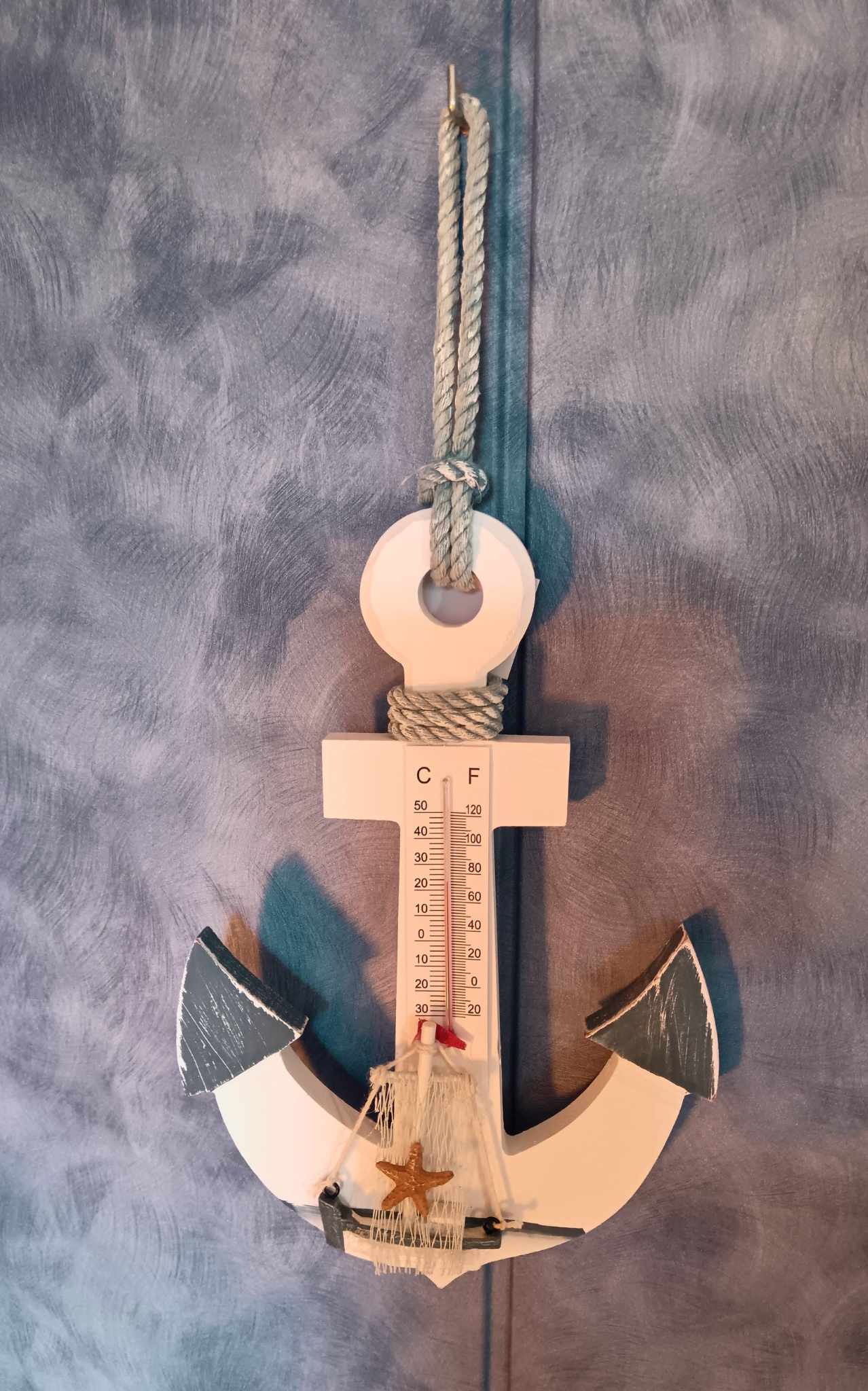 Thermomètre décoratif ancre marine