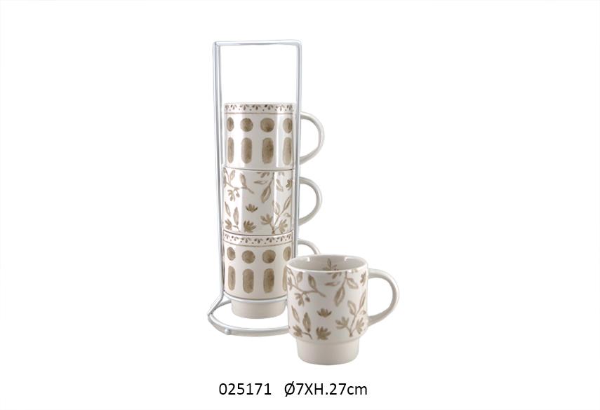Set de 4 mugs sur colonne "AURELIE"
