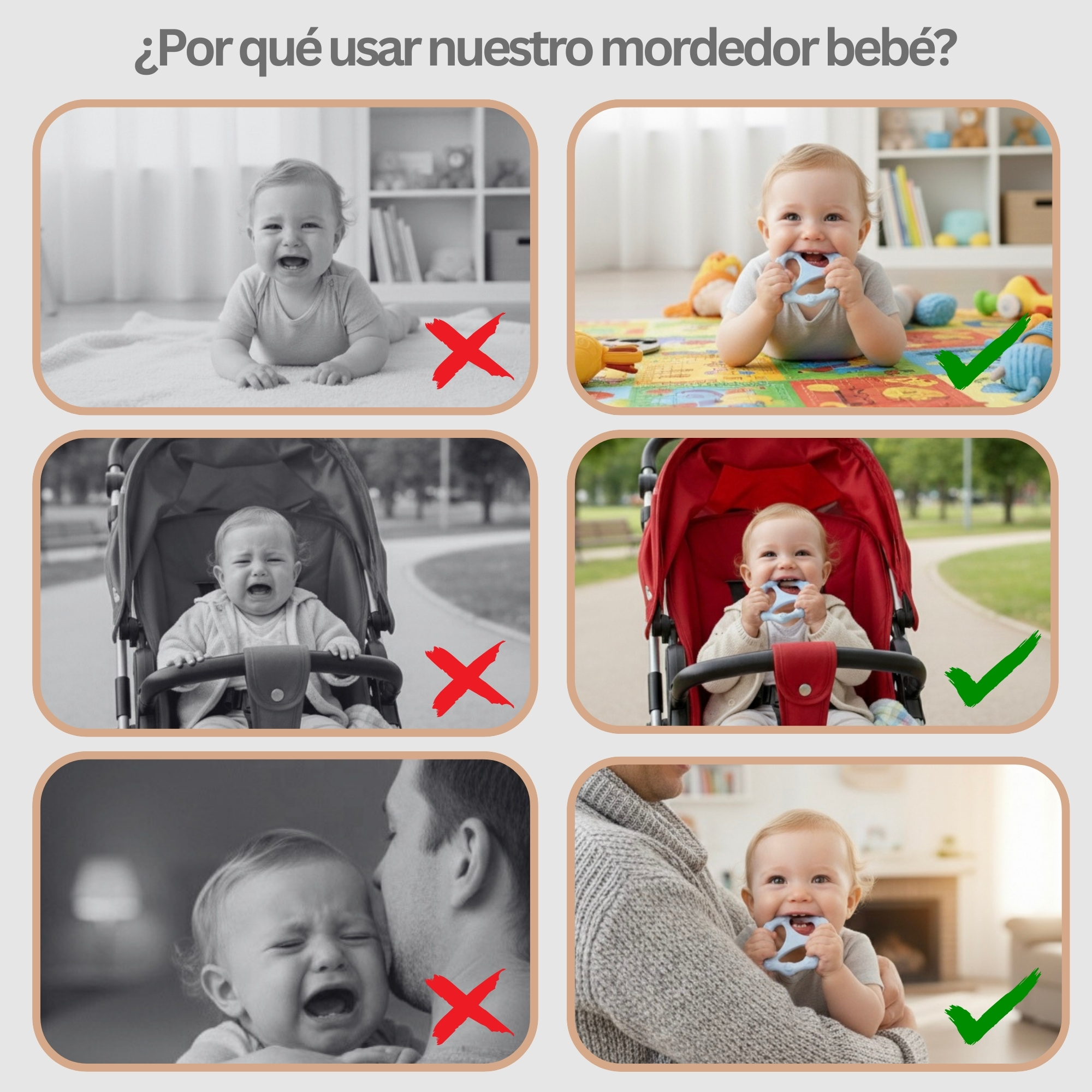 Mordedor Bebe Refrigerante, Pack de 3 Mordedores Bebes 3-6meses, 6-12 Meses, Juguete Dentición a partir de 3 Meses de Silicona Segura y Libre de BPA con Texturas y Fácil Agarre