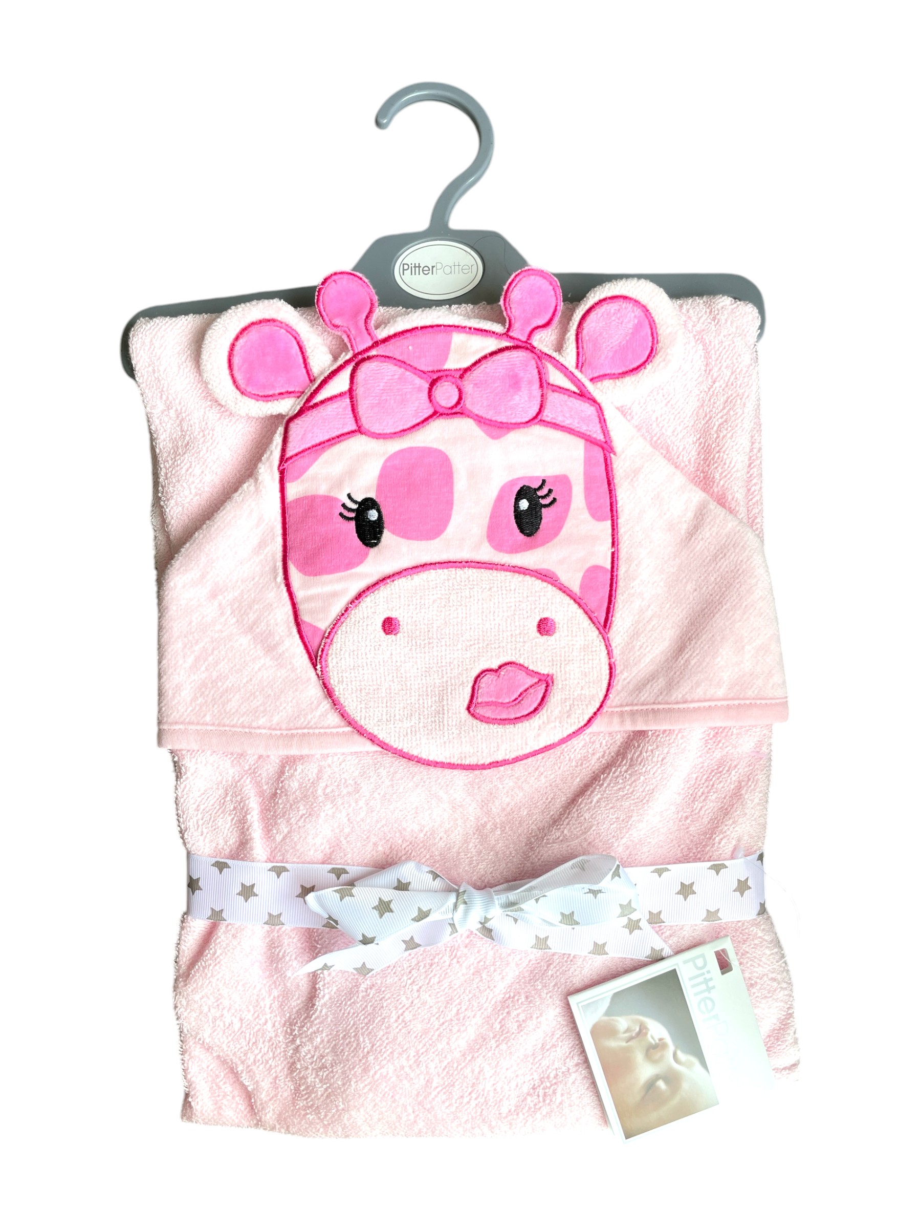 Pitter Patter Baby Pink Hooded Towel