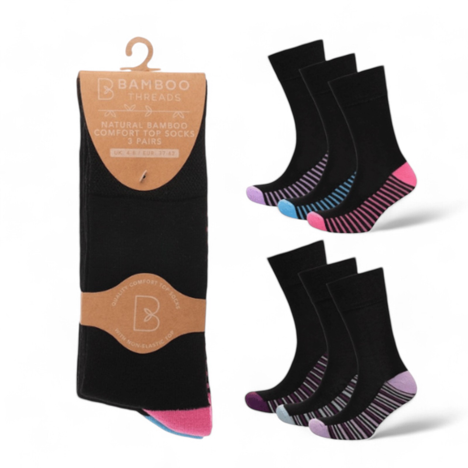 Bamboo Threads Ladies Socks with Footbed Design 
