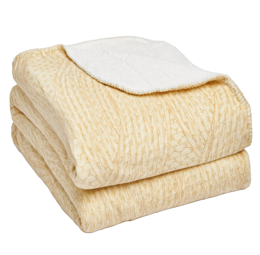  Chunky Knit Print Sherpa Throw Blanket For Sofa