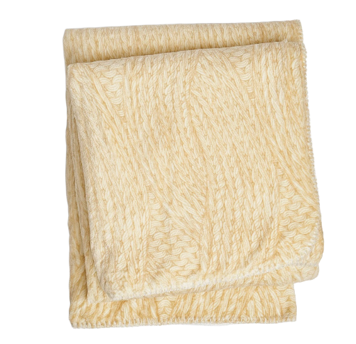  Chunky Knit Print Sherpa Throw Blanket For Sofa