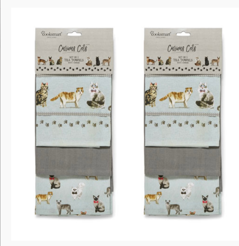 Cooksmart Curious Cats Tea Towels