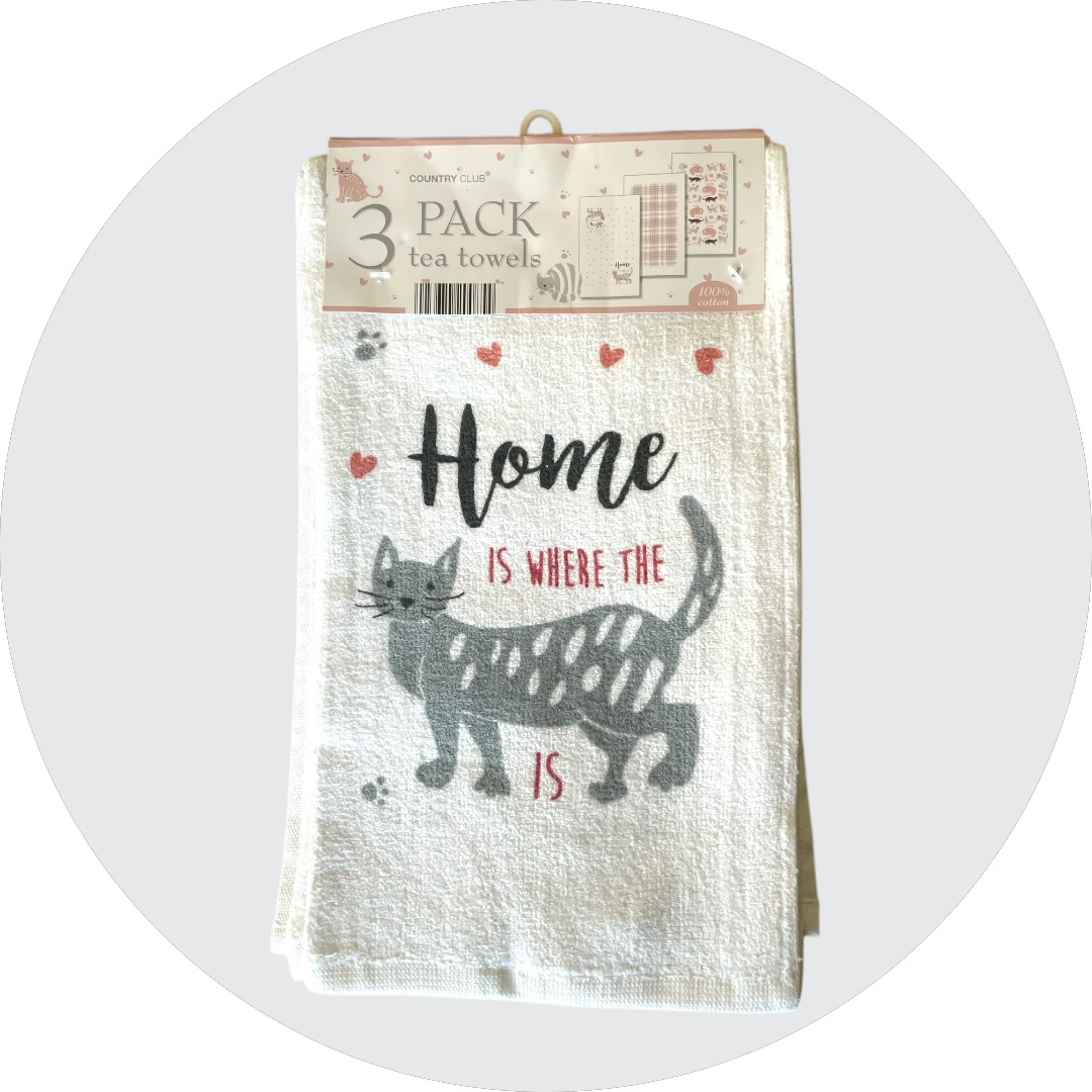 Tea Towels 'Home is where the cat is'
