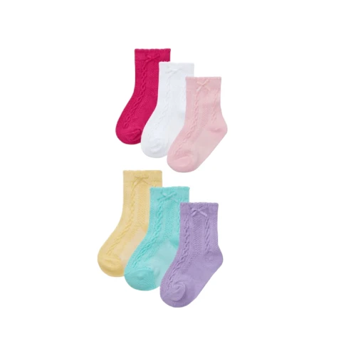 Cable Knit Baby Socks With Bow