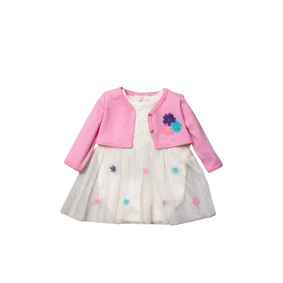 Ex- Chain Store Baby Girl's Dress with Pink Cardigan