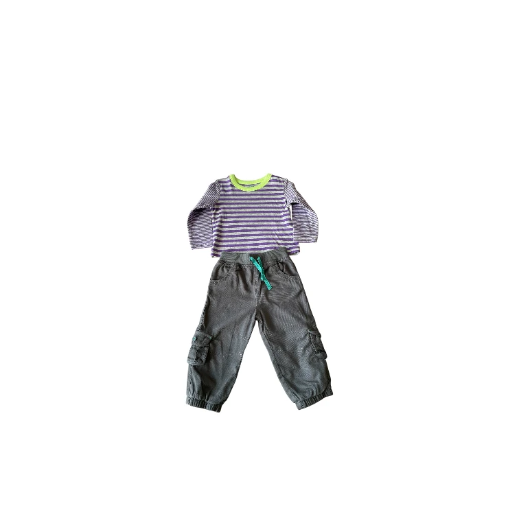 Children's Striped Long Sleeve Shirt and Trousers Set