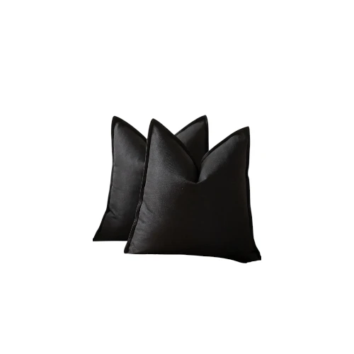  Black Linen Throw Cushion Covers 