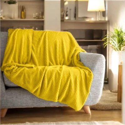 Popcorn Waffle Throw Blanket for Sofa