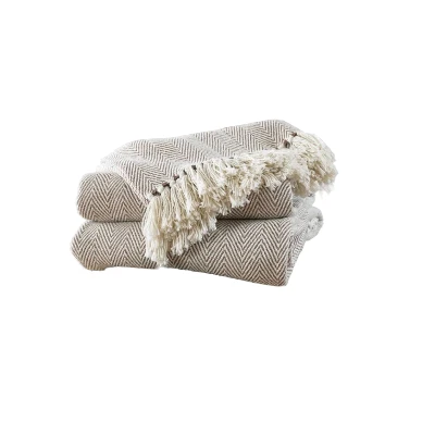 Herringbone Two Tone Throw Blanket For Sofa