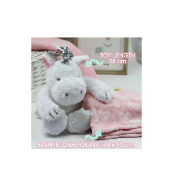 Plush Unicorn Toy with Blanket