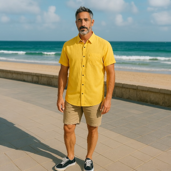 Men's Casual Yellow Shirt