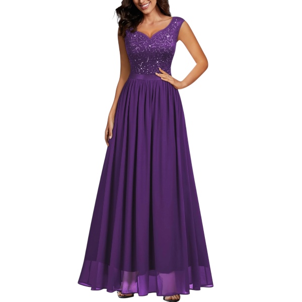 MIUSOL Women's Sequin Lace Chiffon Dress