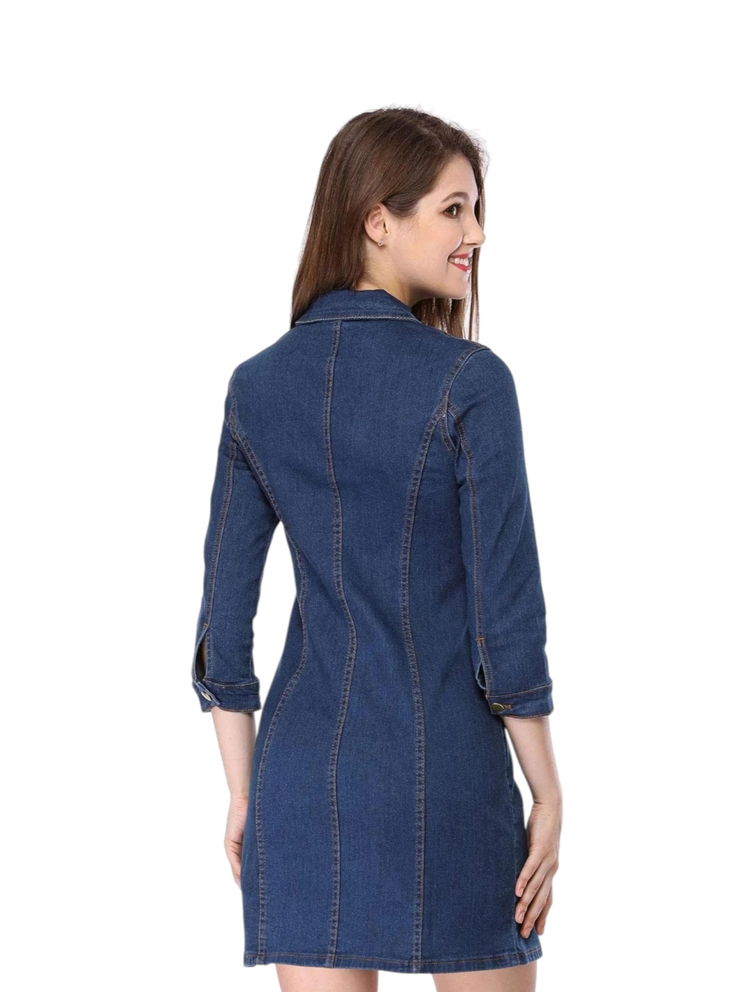 Allegra K Women's  Button Down Denim Dress 