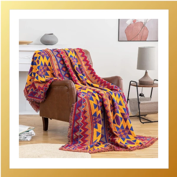 VANJOROY Bohemian Large Sofa Throw Blanket with Tassels
