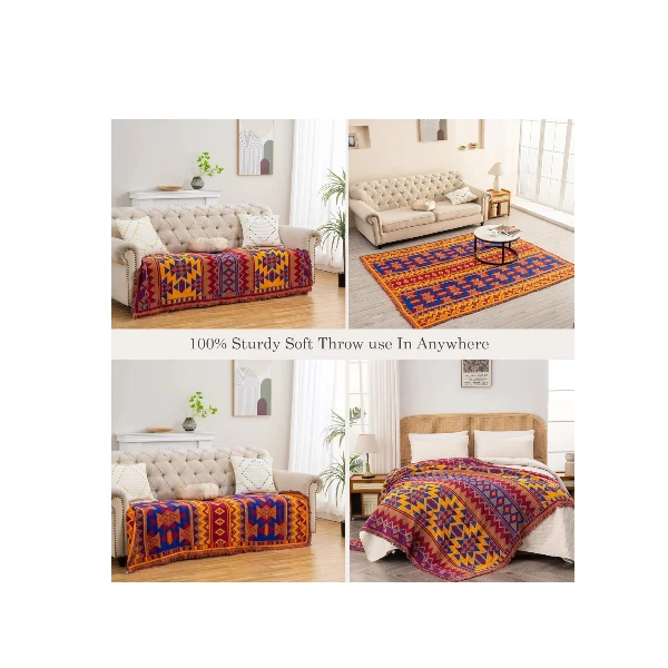 VANJOROY Bohemian Large Sofa Throw Blanket with Tassels