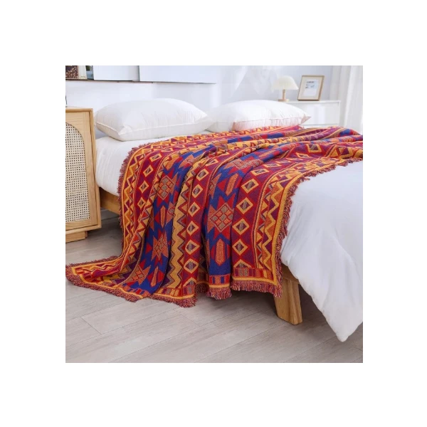 VANJOROY Bohemian Large Sofa Throw Blanket with Tassels