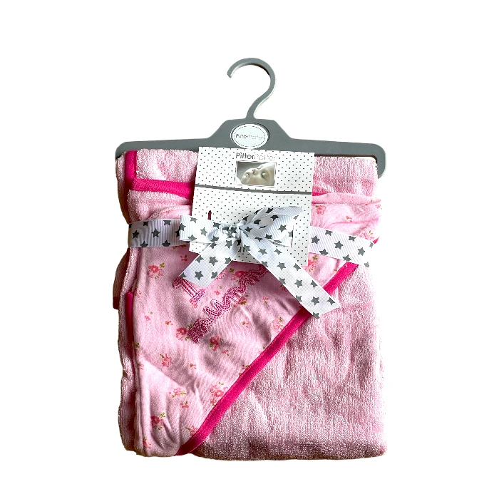 Pitter Patter Baby Girl Pink Hooded Towel