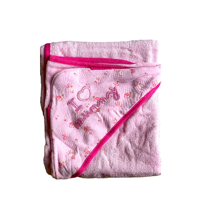 Pitter Patter Baby Girl Pink Hooded Towel