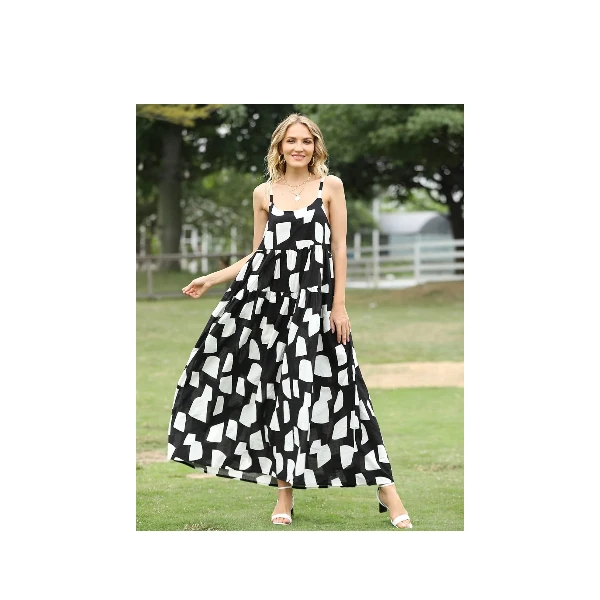 YESNO Women Casual Loose Bohemian Floral Print Dresses