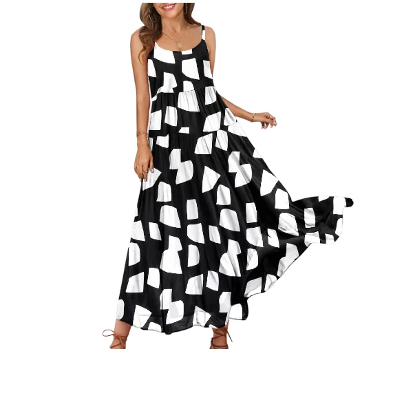 YESNO Women Casual Loose Bohemian Floral Print Dresses