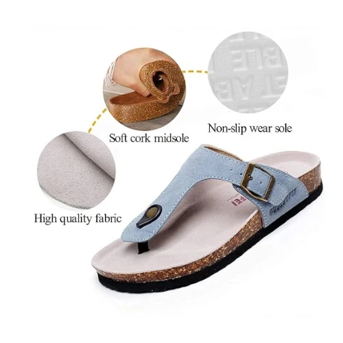 Asifn Girls Slide Cork footbed Sandal 
