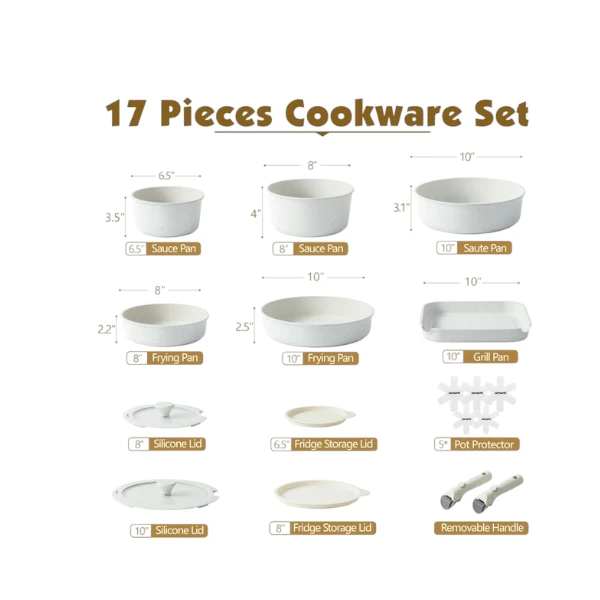 Sensarte 17 Piece Pots and Pans Set