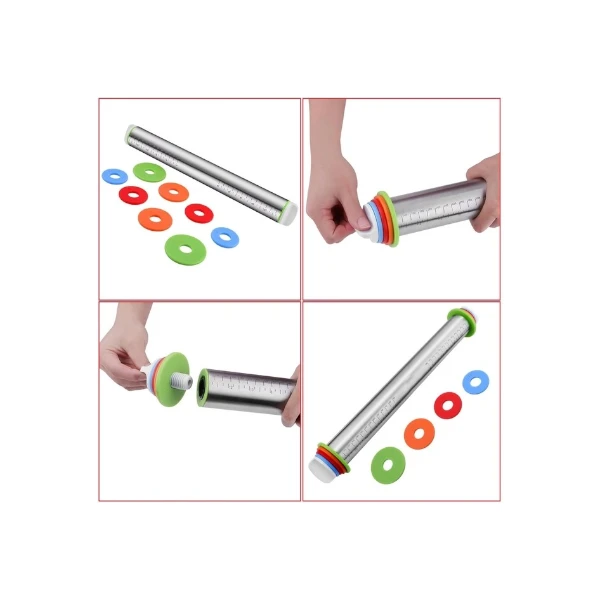 Vinoil Rolling Pin and Silicone Baking Pastry Mat Set