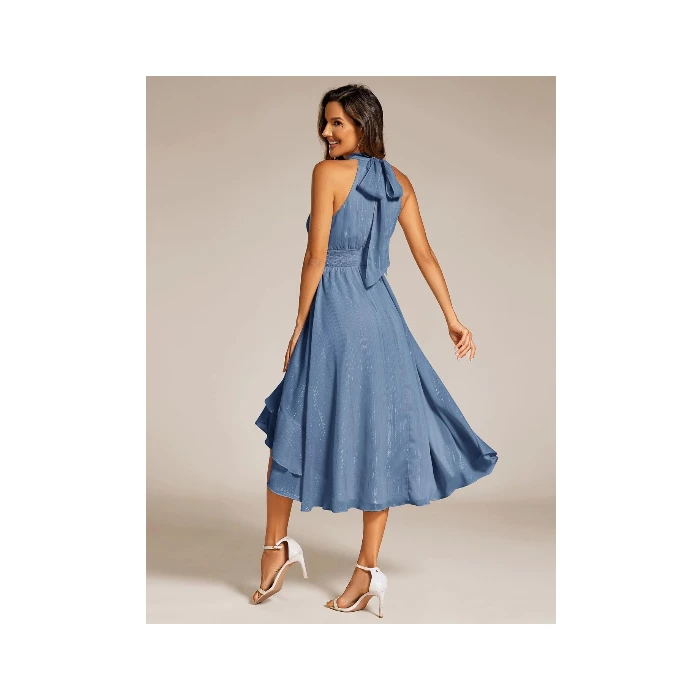 Ever-Pretty Dress Sparkly High-Low Ruffle Halter Neck