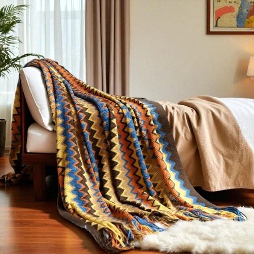 VANJOROY Bohemian Sofa Large Throw Blanket with Tassels