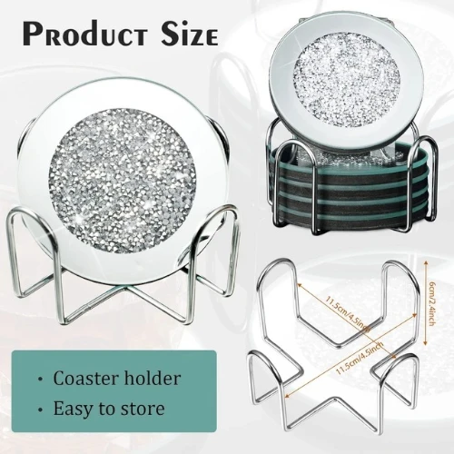 Jetec Crushed Diamond Decor Glass Coasters