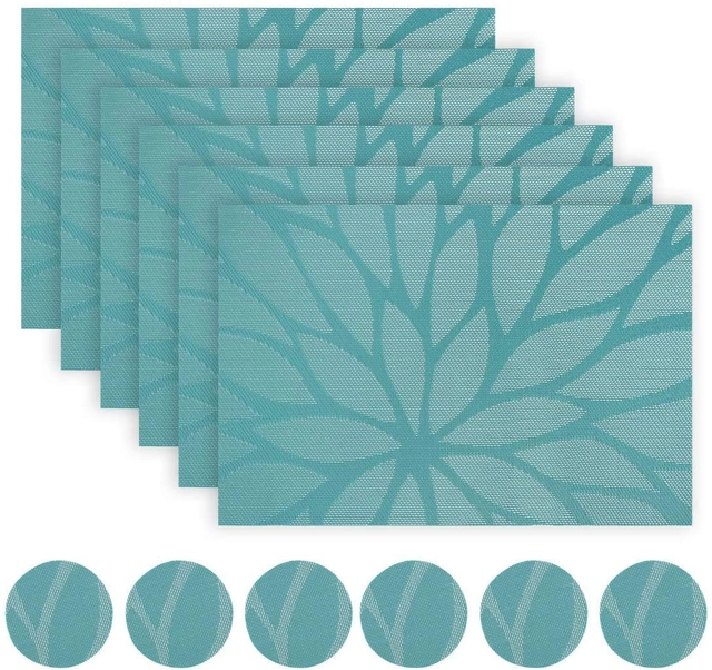 Leaf Pattern Placemats and Coasters Set