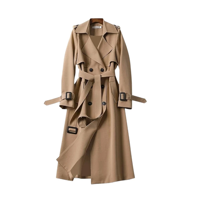 Saklifuo Women's Trench Coat Long Jacket with Belt