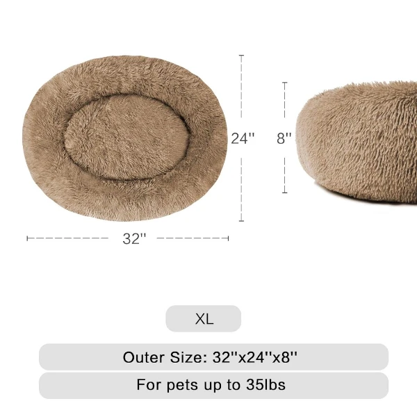 MFOX Calming Dog Bed Cat Bed Donut Faux Fur Donut