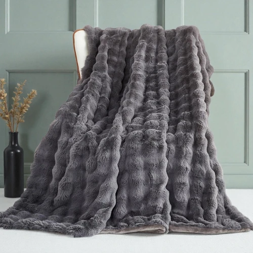 Shanna Faux Rabbit Fur Luxury Plush Throw Blanket
