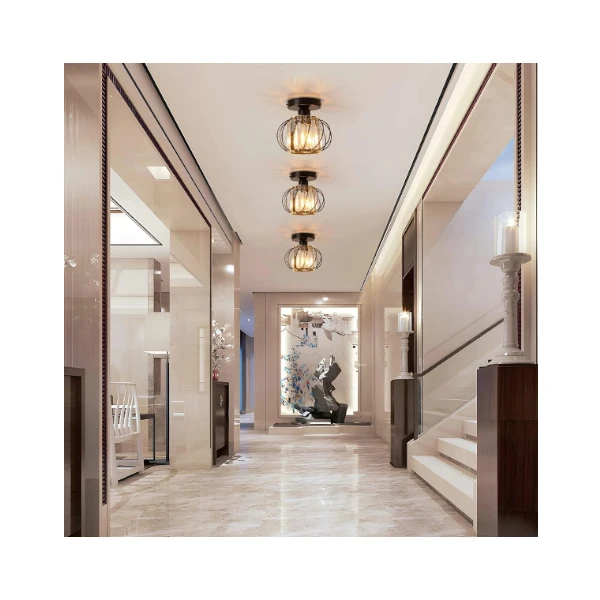 Industrial Light Crystal Pendant Mini Chandelier &  Crystal Ceiling Light Fixture