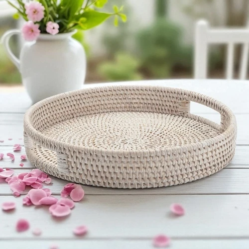 Round Rattan Tray