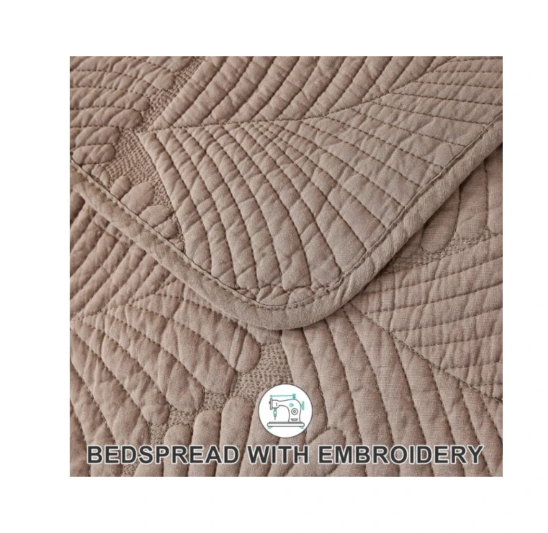 Qucover Quilted Bedspreads - Palm Leaf Design