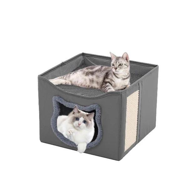 Cat Beds Large Cat Cave for Pet Cat House with Scratch Pad