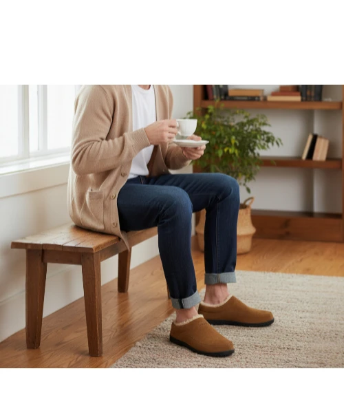 Men's Moccasin Slippers Soft Warm Non-slip Memory Foam Indoor House Shoes 