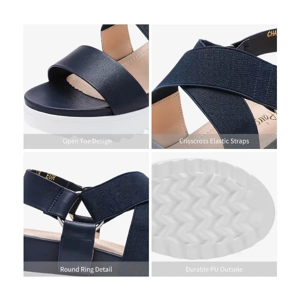 DREAM PAIRS Women's Open Toe Leather Dressy Platform Wedge Sandals