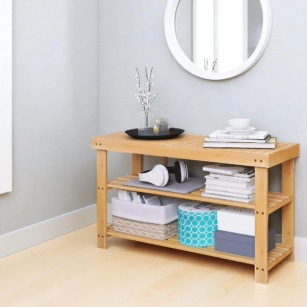 SMIBUY Bamboo Multifunctional Shelves Organizer 
