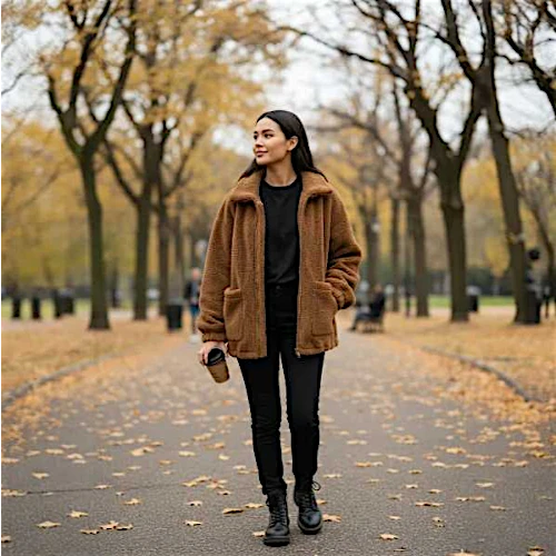 Orolay Women's Zip Up Plush Jacket with Pockets 