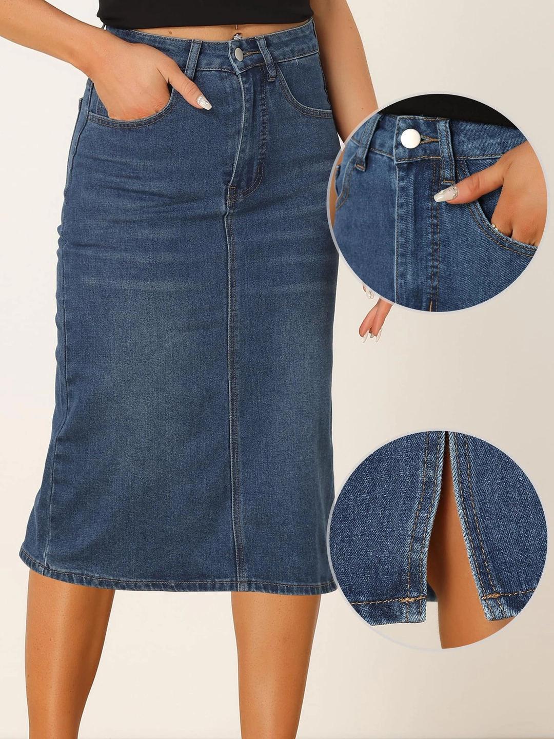 Allegra K Casual Denim Skirt 