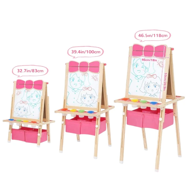 Art Easel Wooden Kids Easel Double Sided Adjustable Height