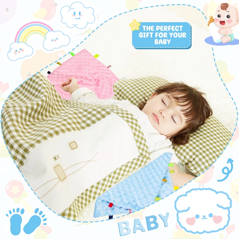  Baby Taggy Comforter Soft Sensory Tag Blanket