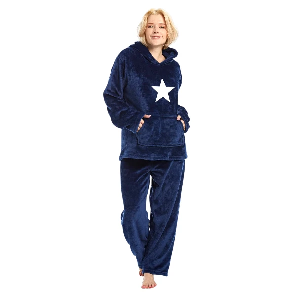 Women's Fluffy Fleece Star Pyjamas Set